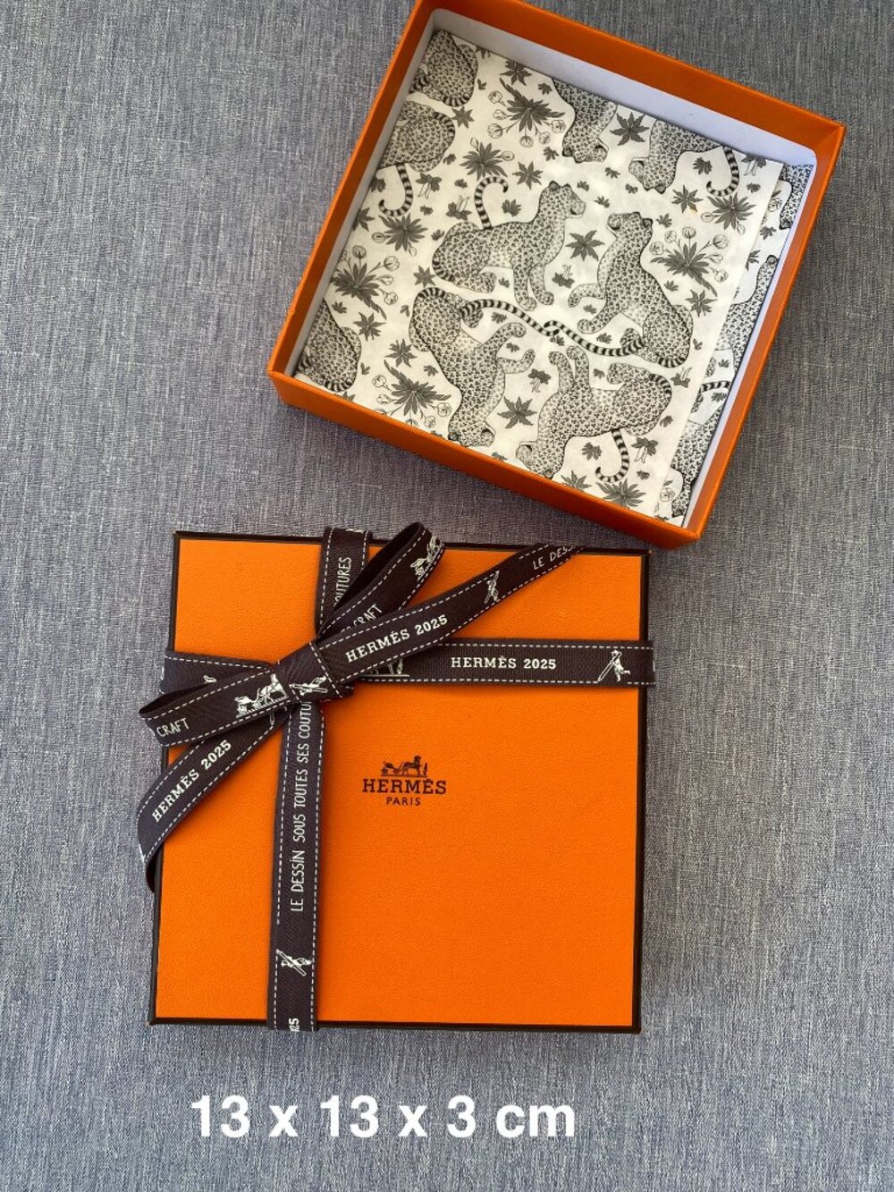 Authentic Hermès | Orange Box with Tissue Ribbon Gift Decoration Storage